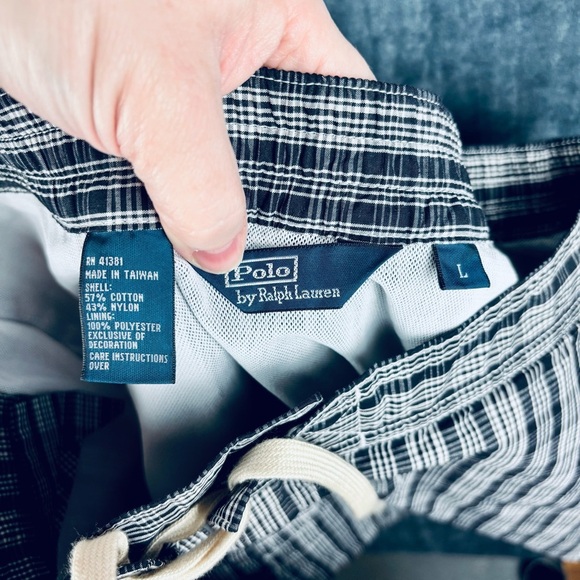 VINTAGE NWT Polo by Ralph Lauren Black and White Board shorts/trunks Sz L - Picture 10 of 13